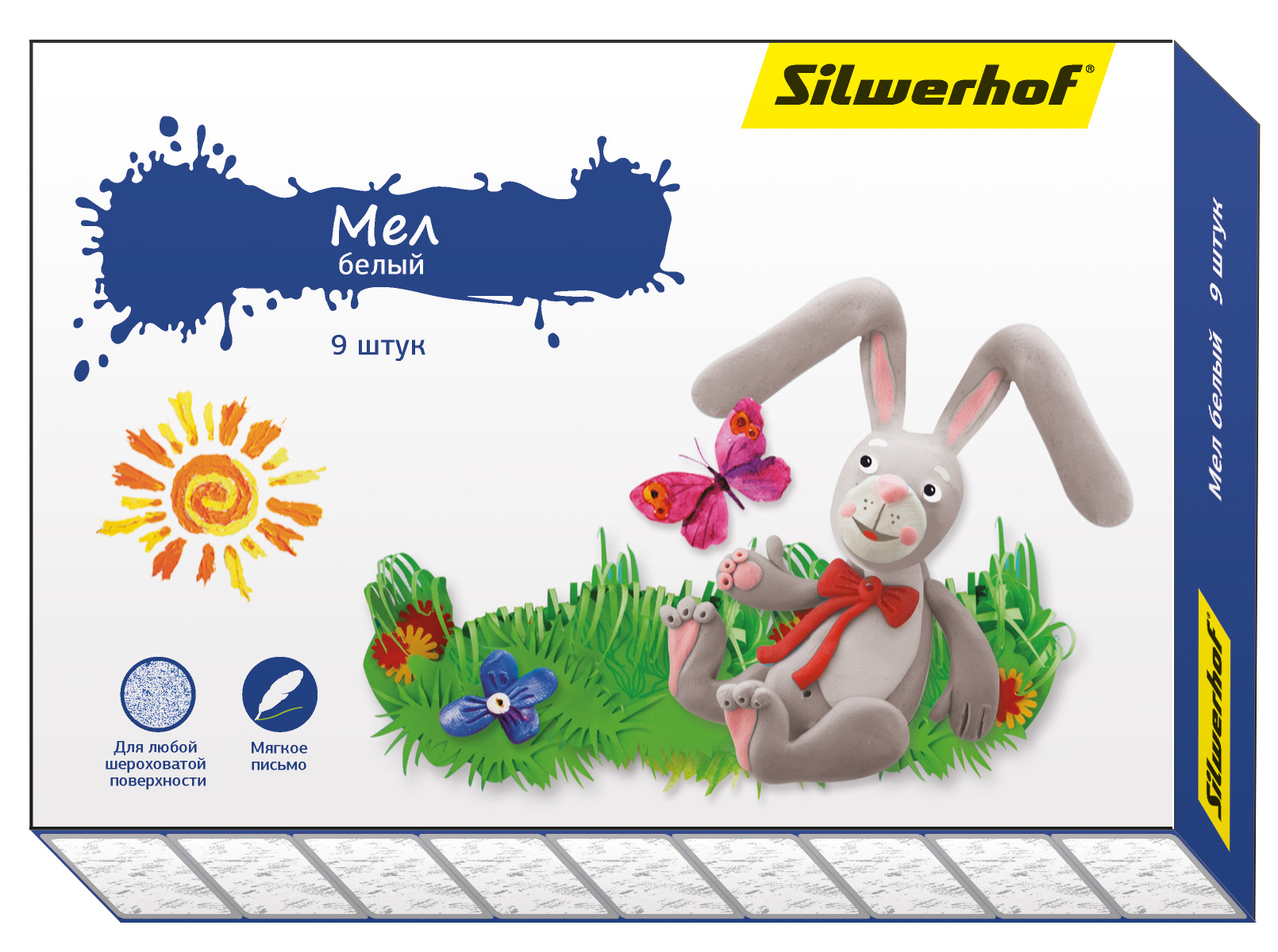 Набор мела белого 9 шт. Silwerhof Пластилиновая кол-ция