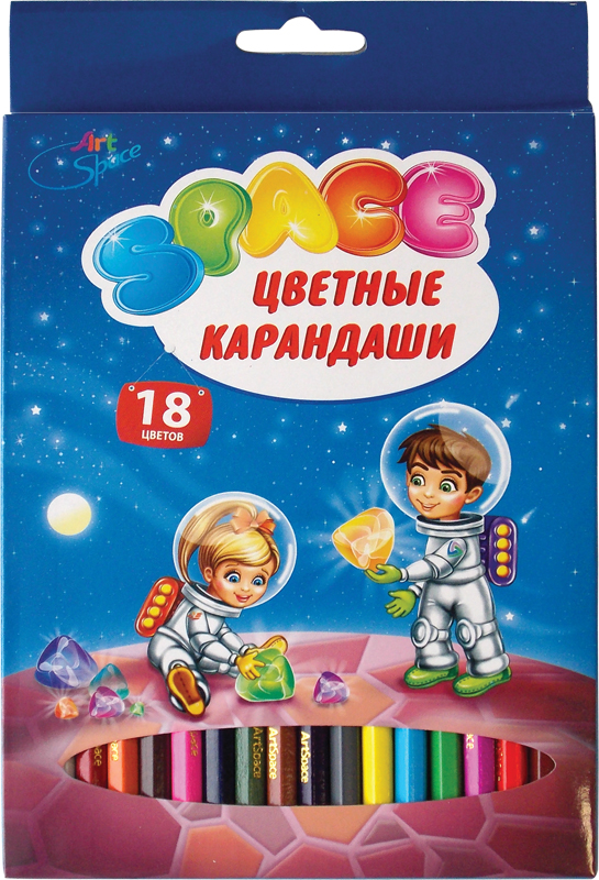 Набор цв. карандашей 18цв. ArtSpace Космонавты