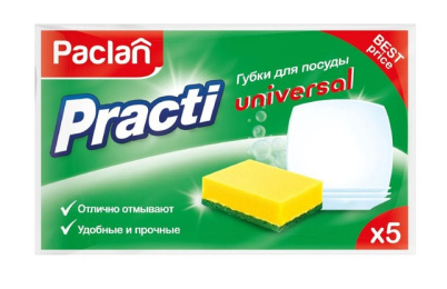 Губки д/посуды 5шт. Paclan Practi Universal (40)