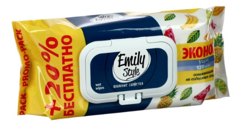 Салфетки влажные Emily Style 120шт. tropic Клапан (14)
