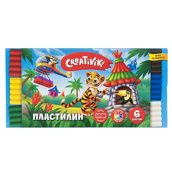 Пластилин 6цв. Creativiki 90гр. + стек (56)