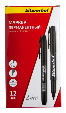 Маркер черный перм. Silwerhof 1мм. Line (уп.12)
