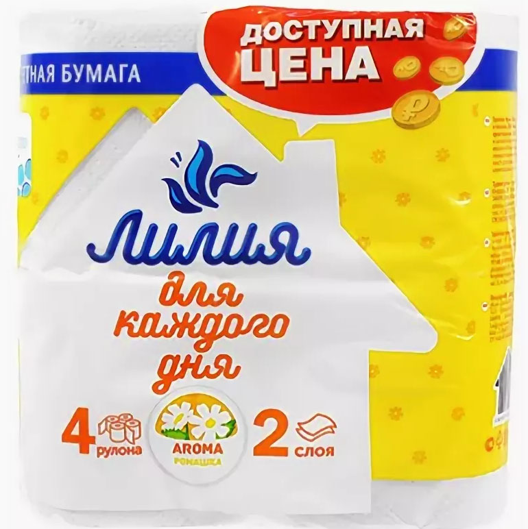 Туалетная бумага Лилия 2сл. 4рул. Ромашка***