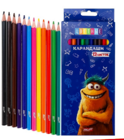 Набор цв. карандашей 12цв. TM "Profit" Монстрик 2,8мм 2М к/к