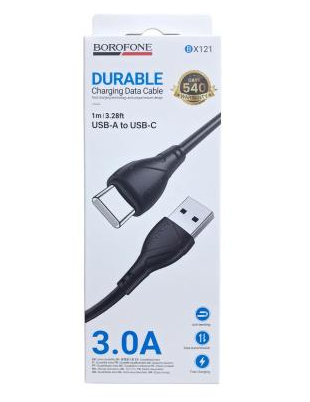 Кабель USB Type-C 1м 3А черный BX121 Borofone