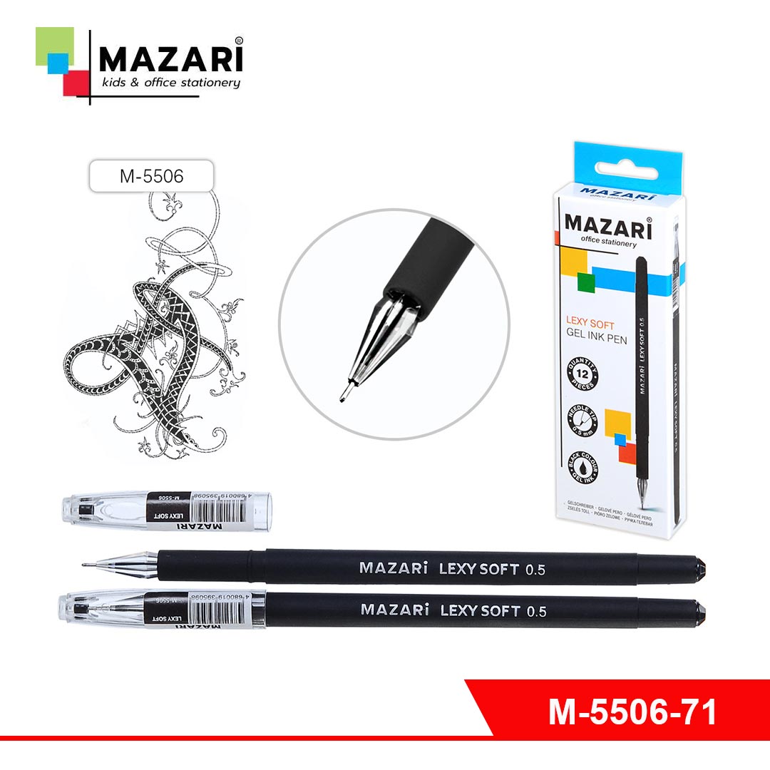 Ручка гел. черная Mazari LEXY SOFT 0.5мм. (уп.12)