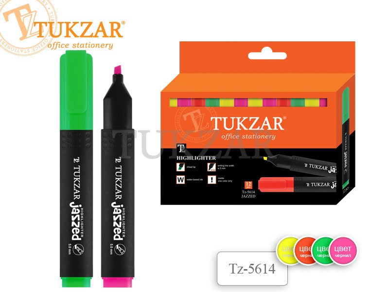 Текстовыделитель Tukzar (роз.сал.оран.жел) JAZZED (уп.12шт.)