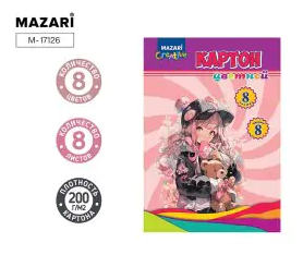 Набор цв. картона А4 8л.8цв. Mazari немел. 200г/м2 в папке (40)