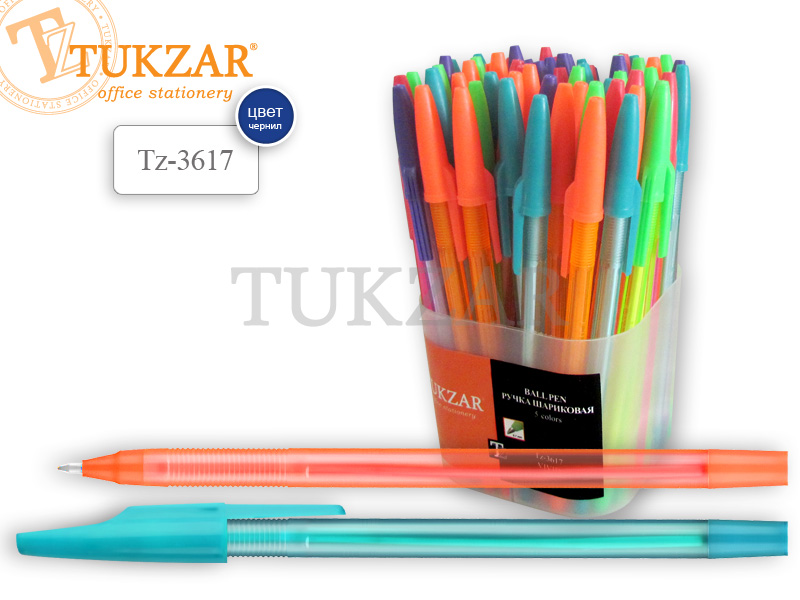 Ручка шар. СИНЯЯ Tukzar Vivid пласт. цв. корпус, 0.7 мм. (уп.72шт.)