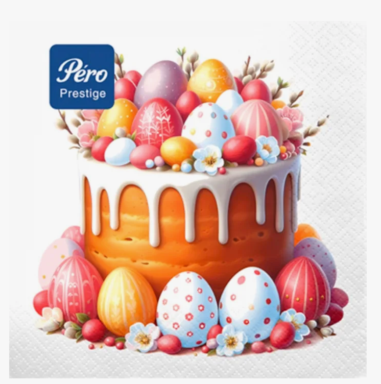 Салфетки бумажные 20л 3 слоя 33*33 Pero prestige Пасхальное угощение (12)