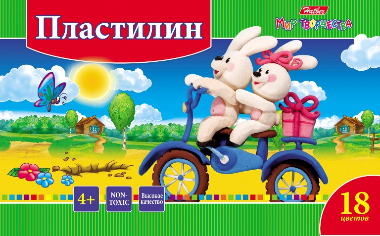 Пластилин 18цв. Hatber 360гр. Ушастики