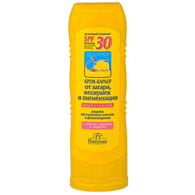 Крем солнцезащитный Floresan 125мл. SPF 30 от веснушек и пигментации водостойк Ф-114