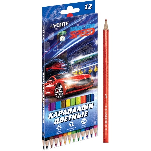 Набор цв. карандашей 12цв. deVente Made for Speed