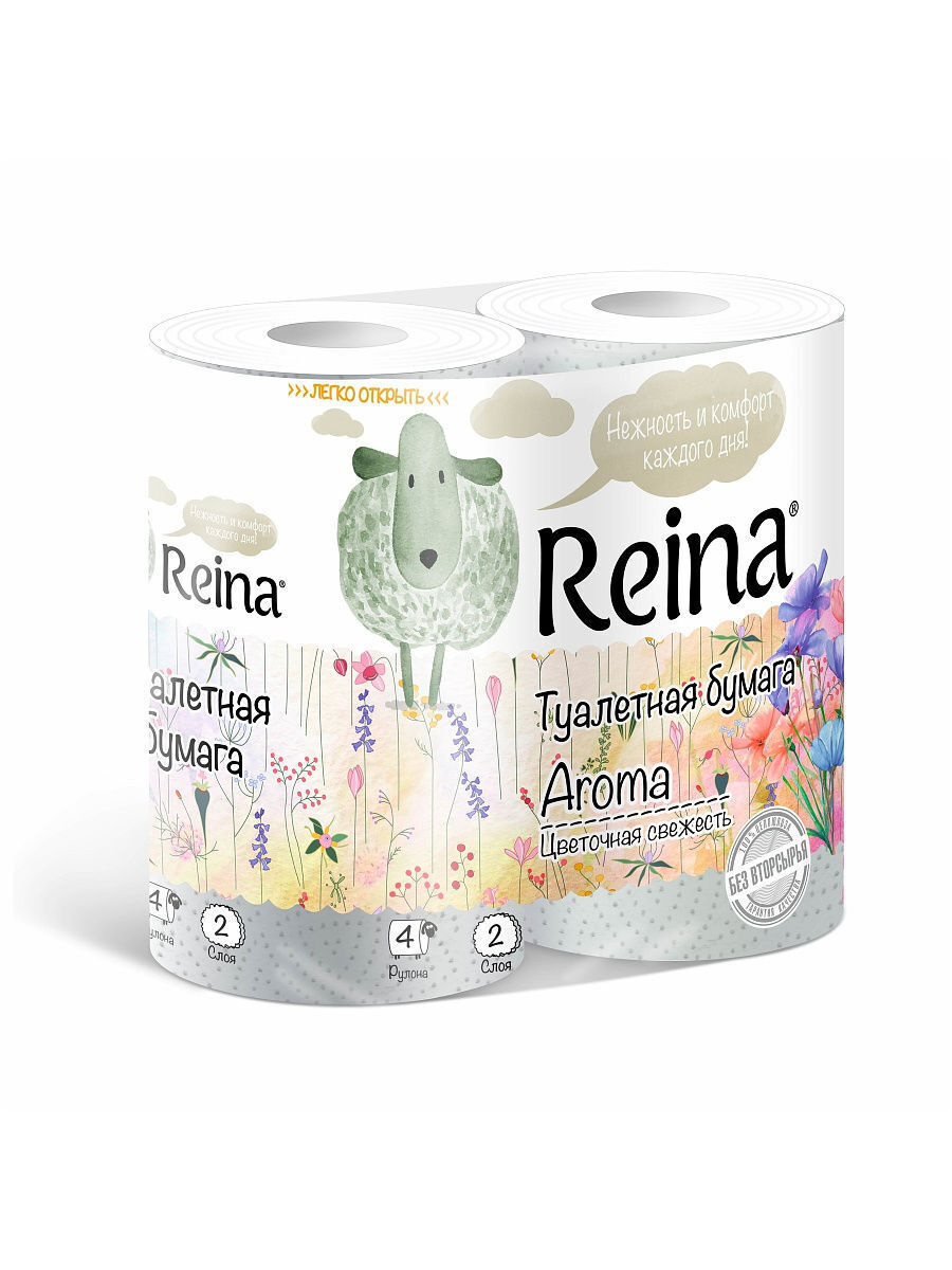 Туалетная бумага Reina 2сл. 4рул. Цветочная свежесть