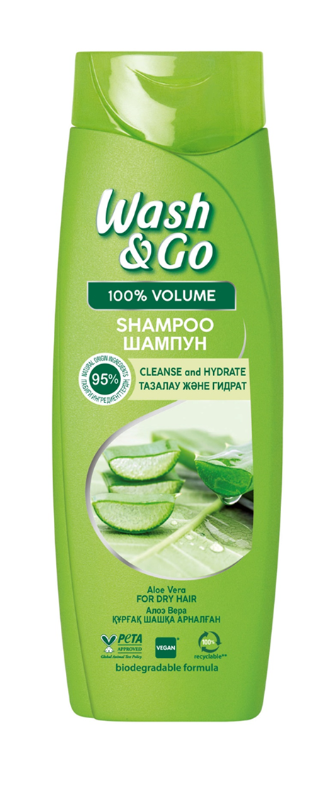 Шампунь Wash&Go 400мл. с экстр. алоэ д/сухих