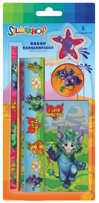 Канцелярский набор Silwerhof 5 пр. i Love Monsters
