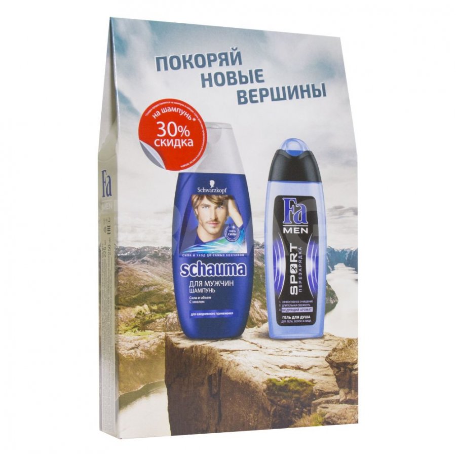 ПН/МУЖ. Schauma  (Шампунь 225мл. Сила и объем + Гель д/д 250мл. Перезарядка)