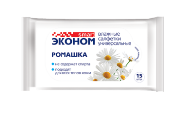 Салфетки влажные 15шт. Эконом Смарт Ромашка (108)***