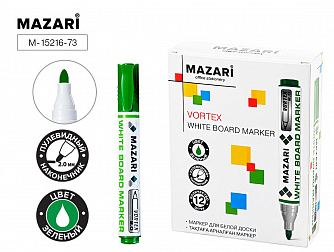 Маркер зеленый для доски Mazari Vortex 2-3мм. (уп.12)