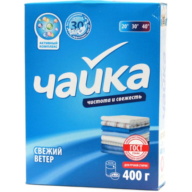 Стир.порошок Чайка ручн. 400г. Свежий ветер (18)