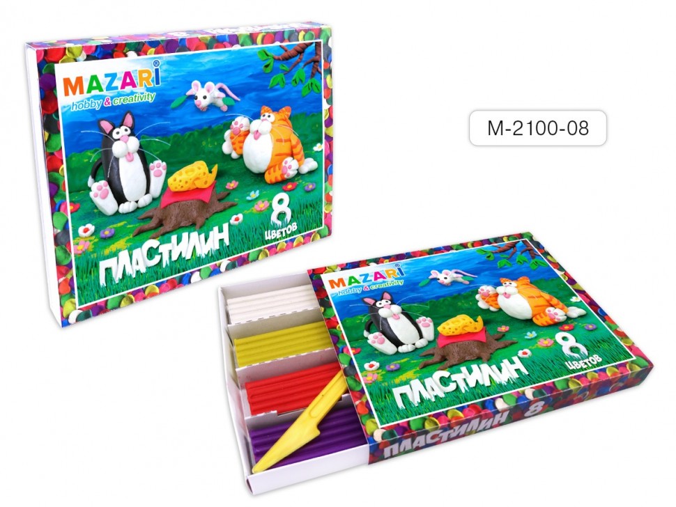 Пластилин 8цв. Mazari 160гр. Веселые картинки