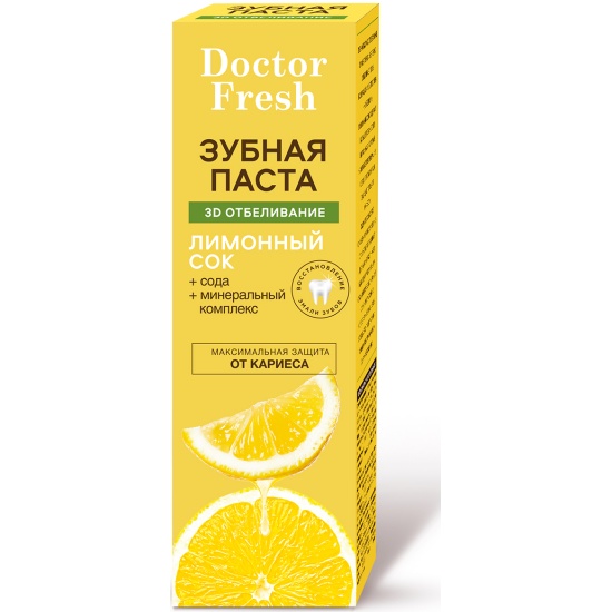 Зубн.паста Doctor fresh 75мл. 3D отбеливание Лимонный сок