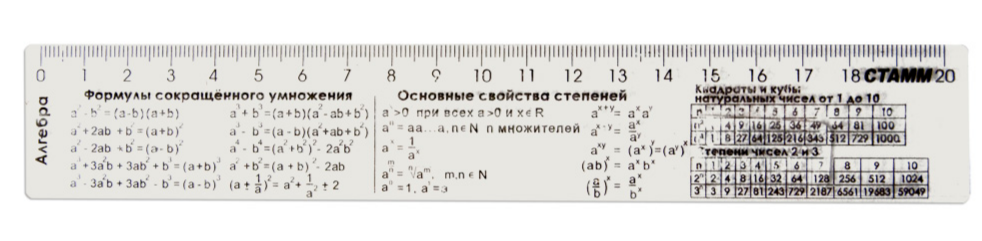 Линейка пласт. 20см. Стамм Алгебра (уп.20) (100)