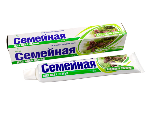 Зубн.паста Весна 100г. Семейная Кедровый эликсир Push-oh в футляре 1813