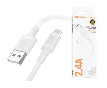 Кабель USB Micro USB 1м 2,4А белый BX111 Borofone
