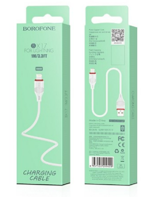 Кабель USB для iPhone Lightning 1м 2.4А белый Borofone BX17