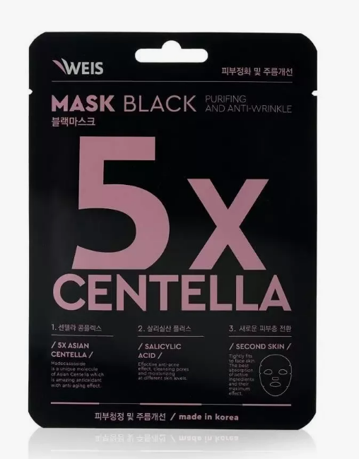 Маска д/лица WEIS 25г. Black Центелла и салицил. кислота