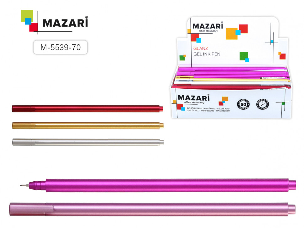 Ручка гел. синяя Mazari GLANZ 0.5мм. (уп.50)