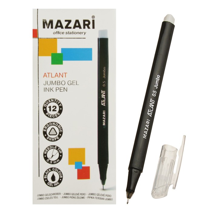 Ручка гел. черная Mazari JUMBO ATLANT 0.5мм. (уп.12)
