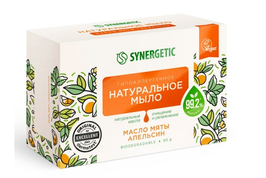 Мыло Sinergetic 90г. Масло мяты и апельсин