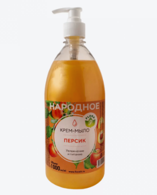 Мыло жидк. Флора 1л. Народное крем Персик дозатор (12)