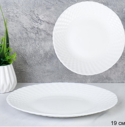 Тарелка керам. 19см. десерт Плетенка белая NHG75 (white) (уп.6)