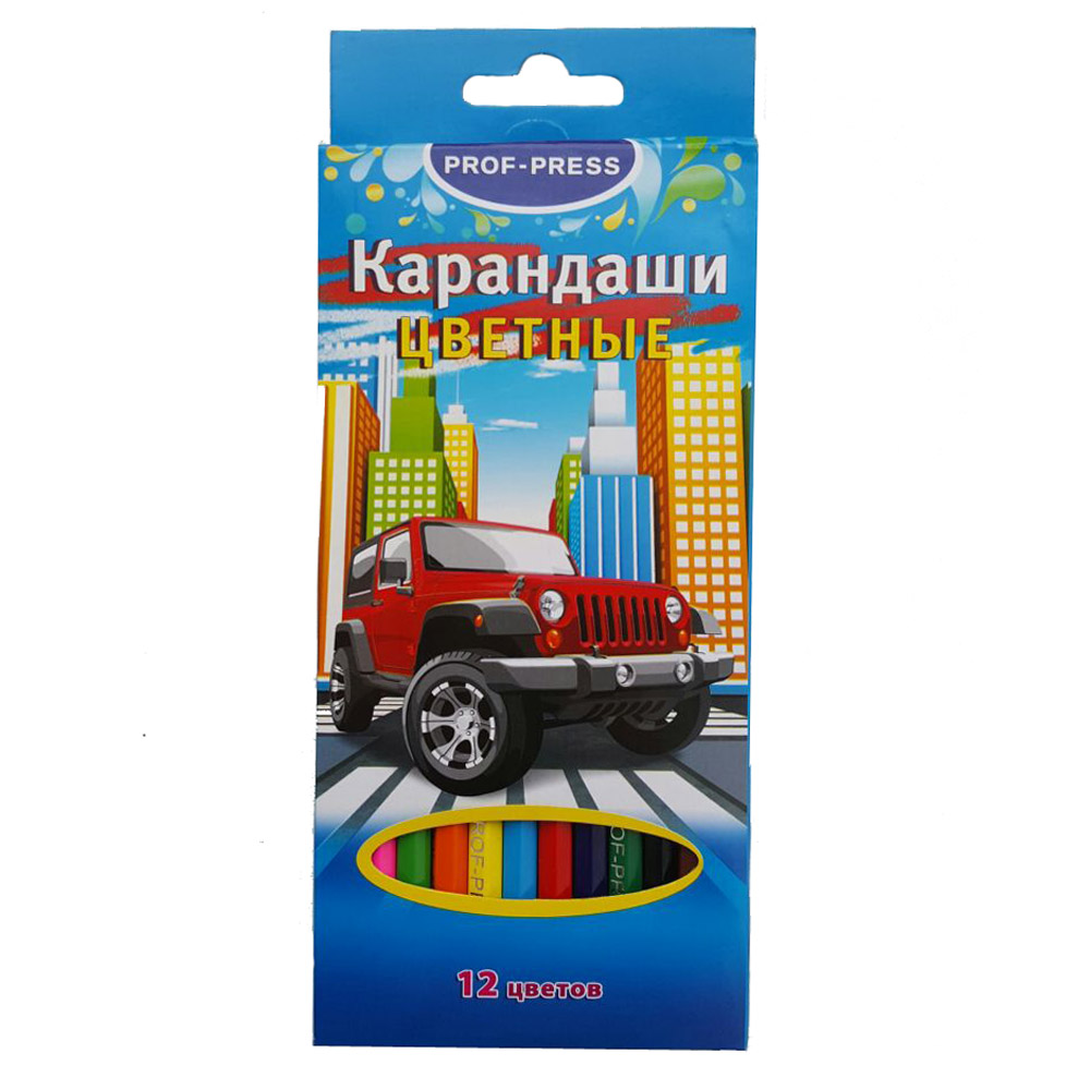 Набор цв. карандашей 12цв. ПрофПресс Машина