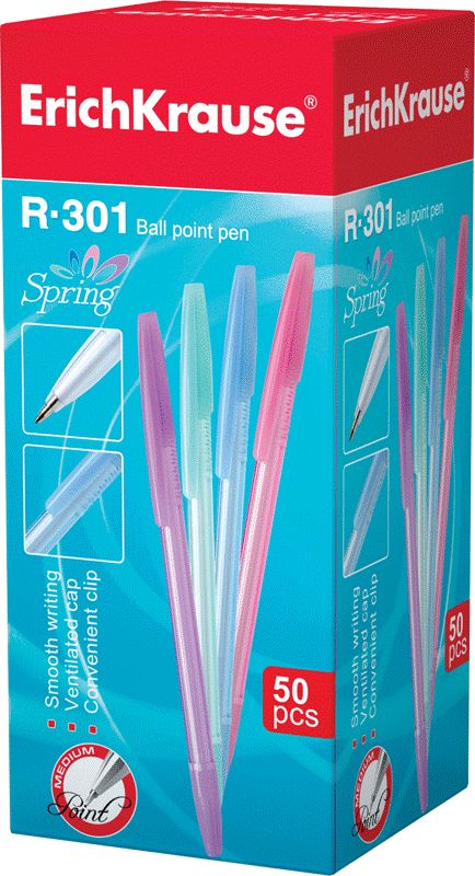 Ручка шар. СИНЯЯ Erich Krause R301 SPRING (уп.50шт.)