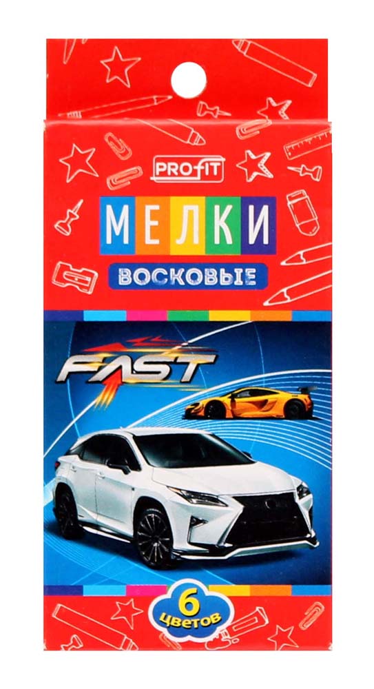 Набор воск.мелков 6цв. TM "Profit" Спортивное Авто