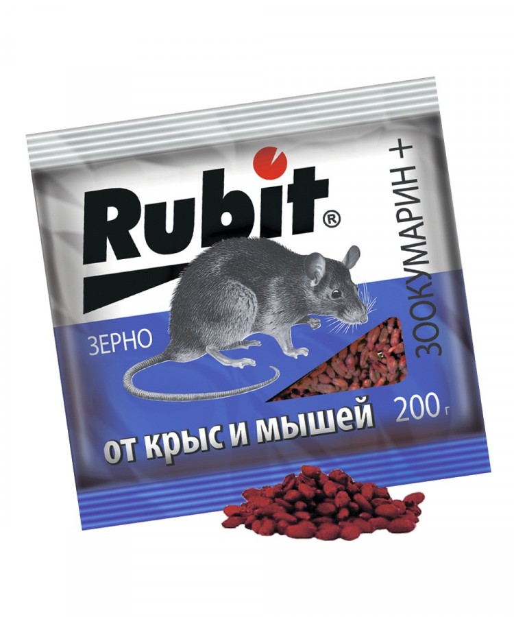 Приманка от грызунов Rubit 200гр. зерно пакет Зоокумарин (30)