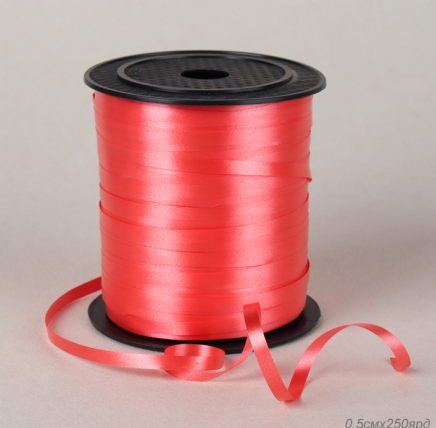 Лента декоративная 5мм*228м. Красная ZH24-002red (100)