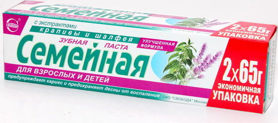 Зубн.паста Свобода Семейная 130г. Крапива и шалфей 7+