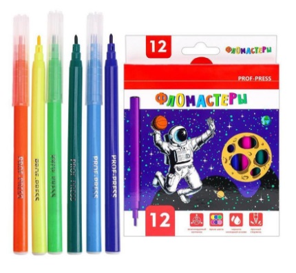 Фломастеры 12цв. TM "Profit" SPACE THEME