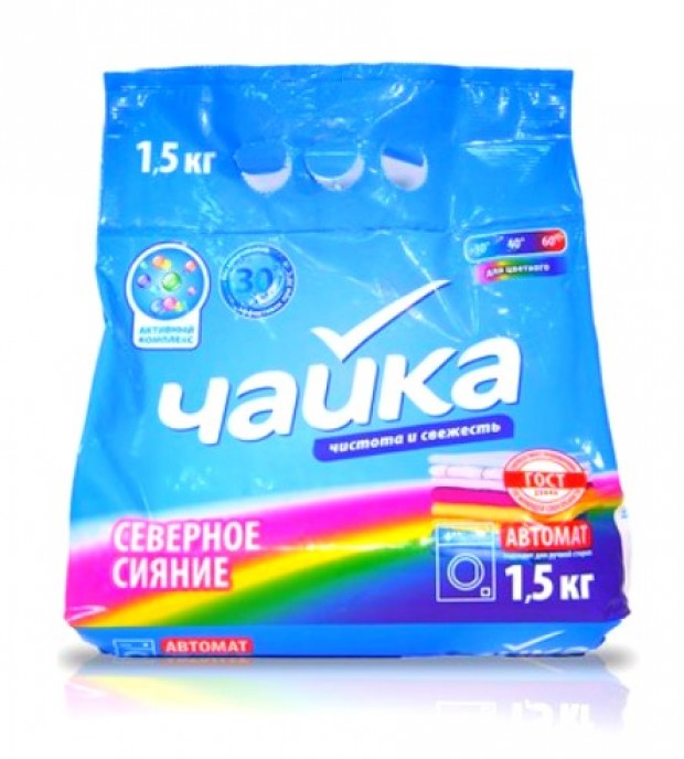 Стир.порошок Чайка авт. 1,5кг. для цветного Северное сияние
