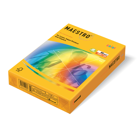 Бумага А4 цветная Maestro/IQ inten 100л. 80гр желтый неон 100л