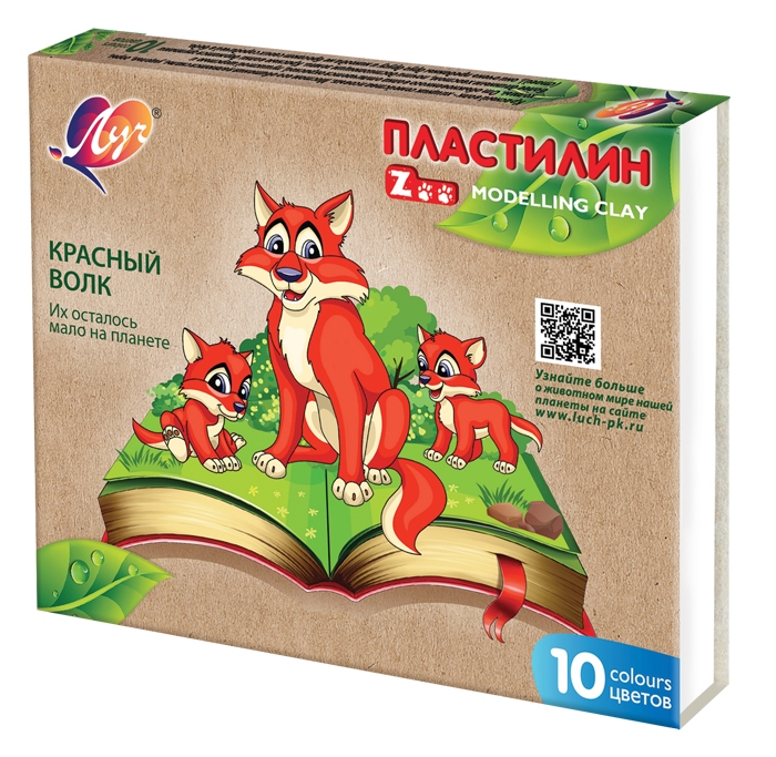 Пластилин 10цв. Луч Zoo 150гр. (20)