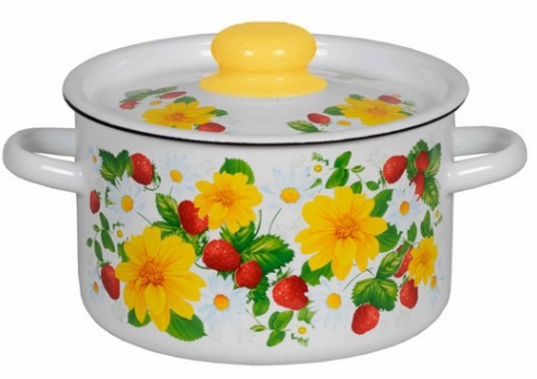 Кастрюля 2,9л. эмаль белосн, деколь в ассортим, 1с16я/1