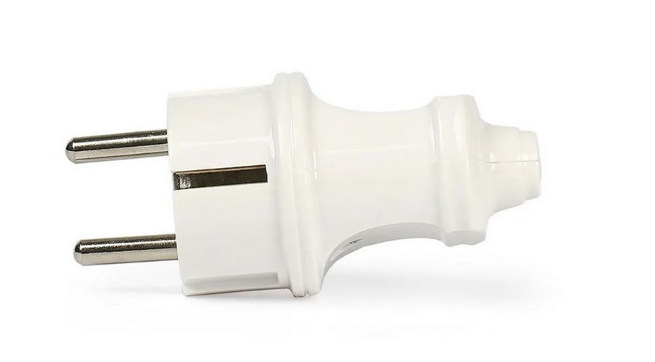 Вилка SmartBuy 16А 250В (АБС-пластик, прямая, белая, земля) SBE-16-P01-w (50)