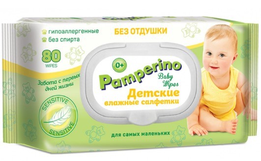 Салфетки влажные Pamperino 80шт. детские Клапан (20)