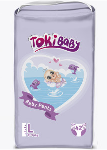 Подгузн.-трусики TokiBaby --4-- 9-14кг. 42шт. L 1756